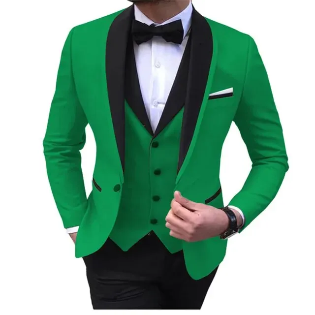 3 Piece Black Shawl Lapel  Casual Men Tuxedos