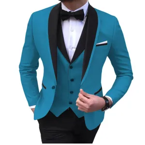 3 Piece Black Shawl Lapel  Casual Men Tuxedos