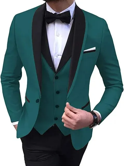 3 Piece Black Shawl Lapel  Casual Men Tuxedos