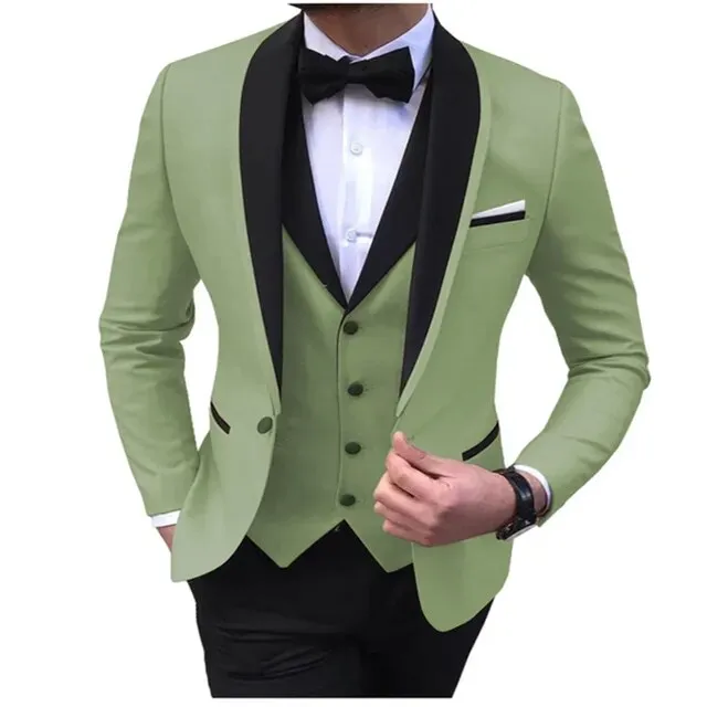 3 Piece Black Shawl Lapel  Casual Men Tuxedos
