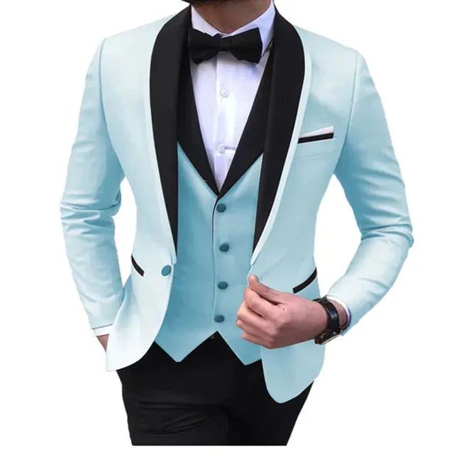 3 Piece Black Shawl Lapel  Casual Men Tuxedos