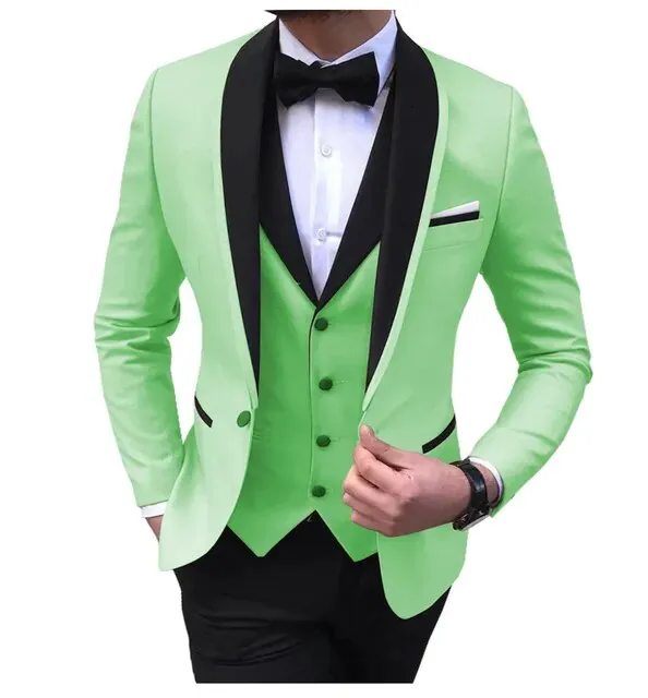 3 Piece Black Shawl Lapel  Casual Men Tuxedos