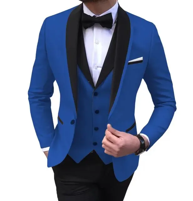 3 Piece Black Shawl Lapel  Casual Men Tuxedos