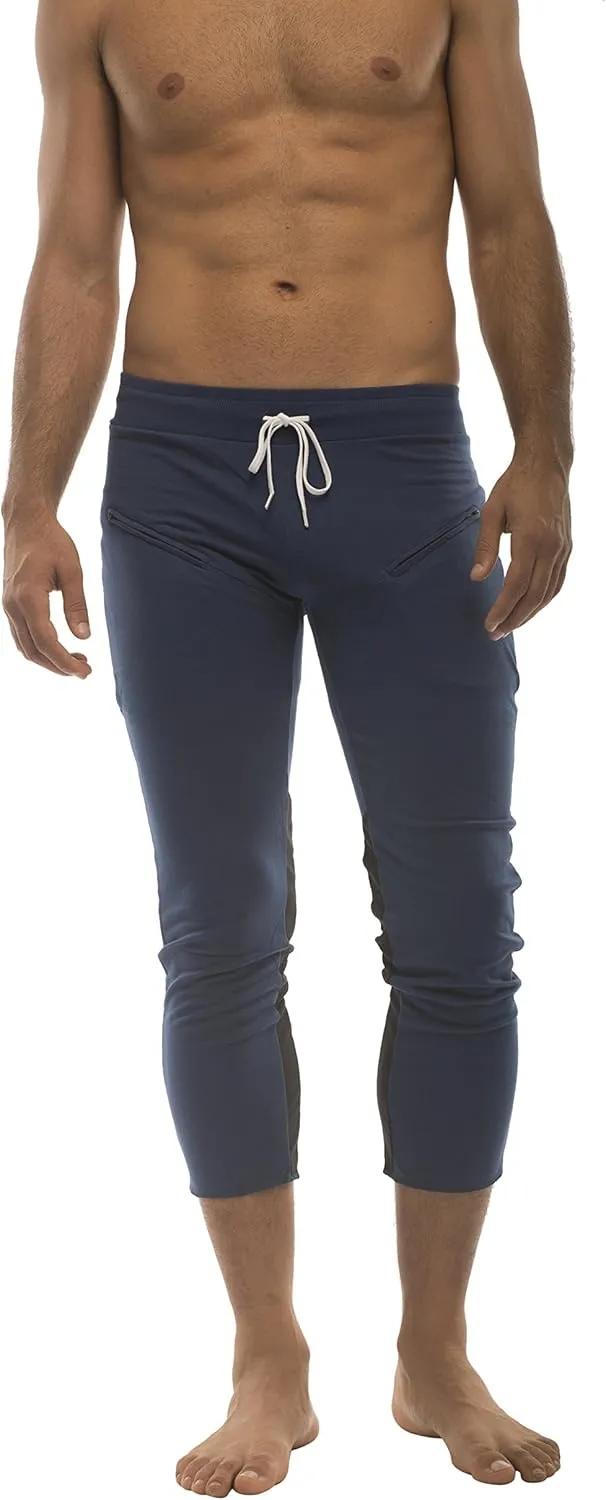 4-rth Mens 3/4 Length Zipper Pocket Capri Yoga Pant Made in America Modal French Terry Caliifornia Stretch Fit European Style