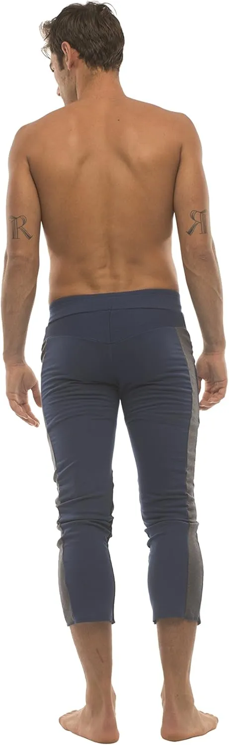 4-rth Mens 3/4 Length Zipper Pocket Capri Yoga Pant Made in America Modal French Terry Caliifornia Stretch Fit European Style