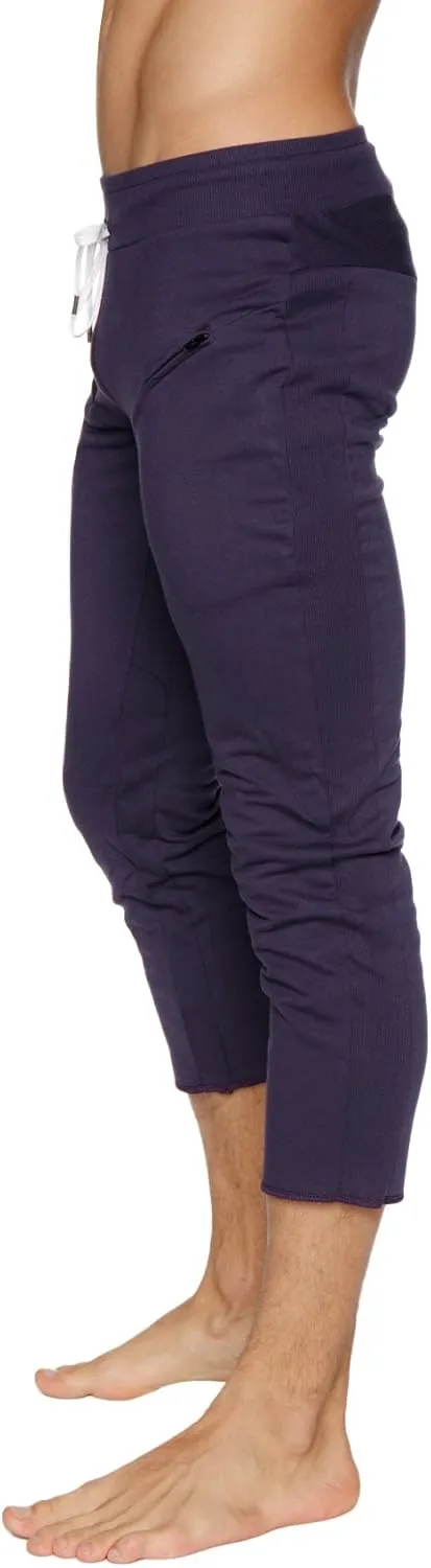4-rth Mens 3/4 Length Zipper Pocket Capri Yoga Pant Made in America Modal French Terry Caliifornia Stretch Fit European Style