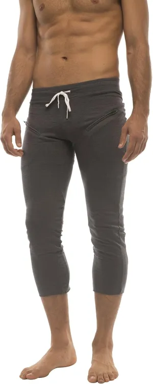 4-rth Mens 3/4 Length Zipper Pocket Capri Yoga Pant Made in America Modal French Terry Caliifornia Stretch Fit European Style
