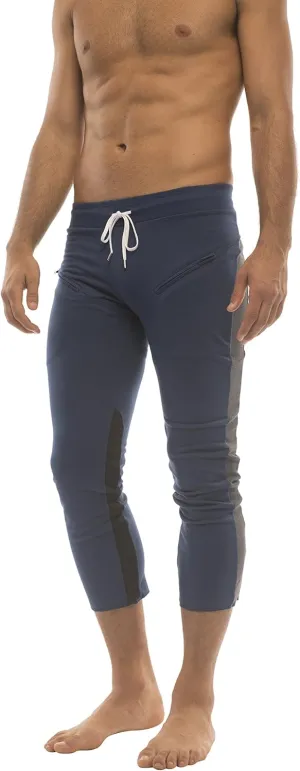 4-rth Mens 3/4 Length Zipper Pocket Capri Yoga Pant Made in America Modal French Terry Caliifornia Stretch Fit European Style