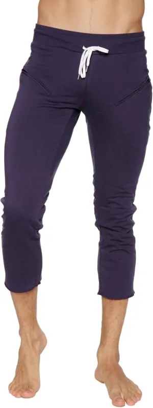 4-rth Mens 3/4 Length Zipper Pocket Capri Yoga Pant Made in America Modal French Terry Caliifornia Stretch Fit European Style