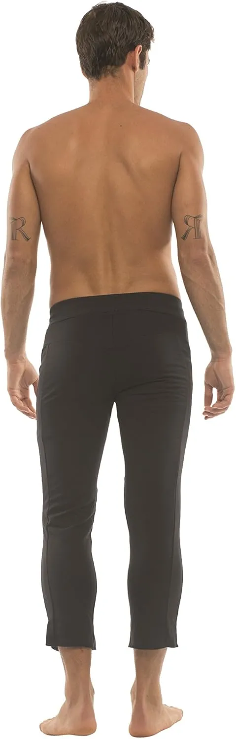 4-rth Mens 3/4 Length Zipper Pocket Capri Yoga Pant Made in America Modal French Terry Caliifornia Stretch Fit European Style