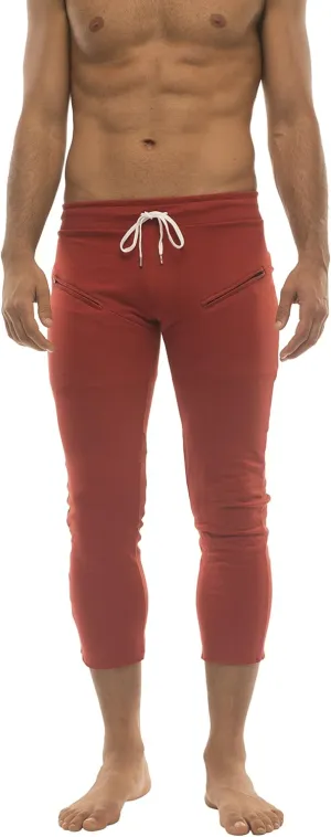 4-rth Mens 3/4 Length Zipper Pocket Capri Yoga Pant Made in America Modal French Terry Caliifornia Stretch Fit European Style