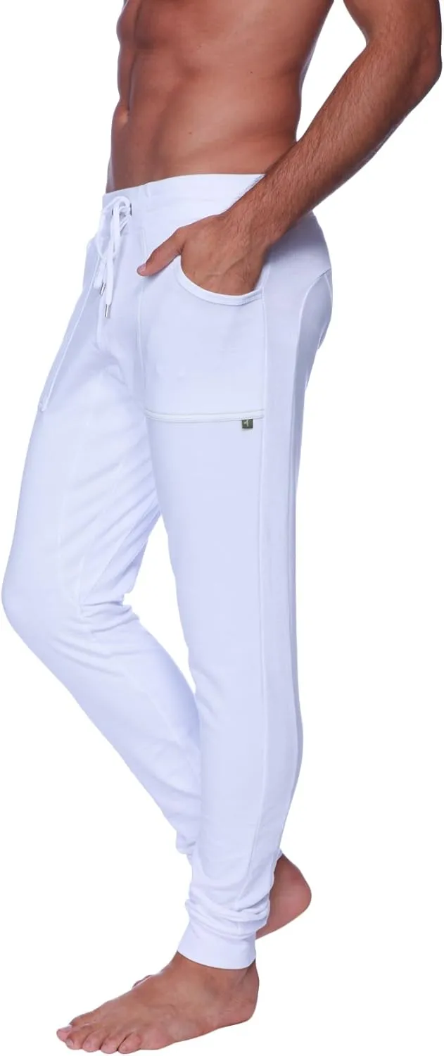 4-rth Men's Long Cuffed Jogger Yoga Sweat Pant Modal French Terry Made in America Caliifornia Stretch Fit European Style
