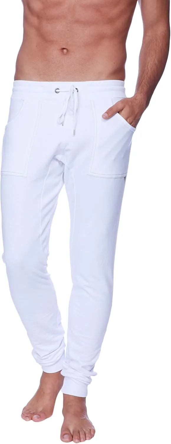 4-rth Men's Long Cuffed Jogger Yoga Sweat Pant Modal French Terry Made in America Caliifornia Stretch Fit European Style