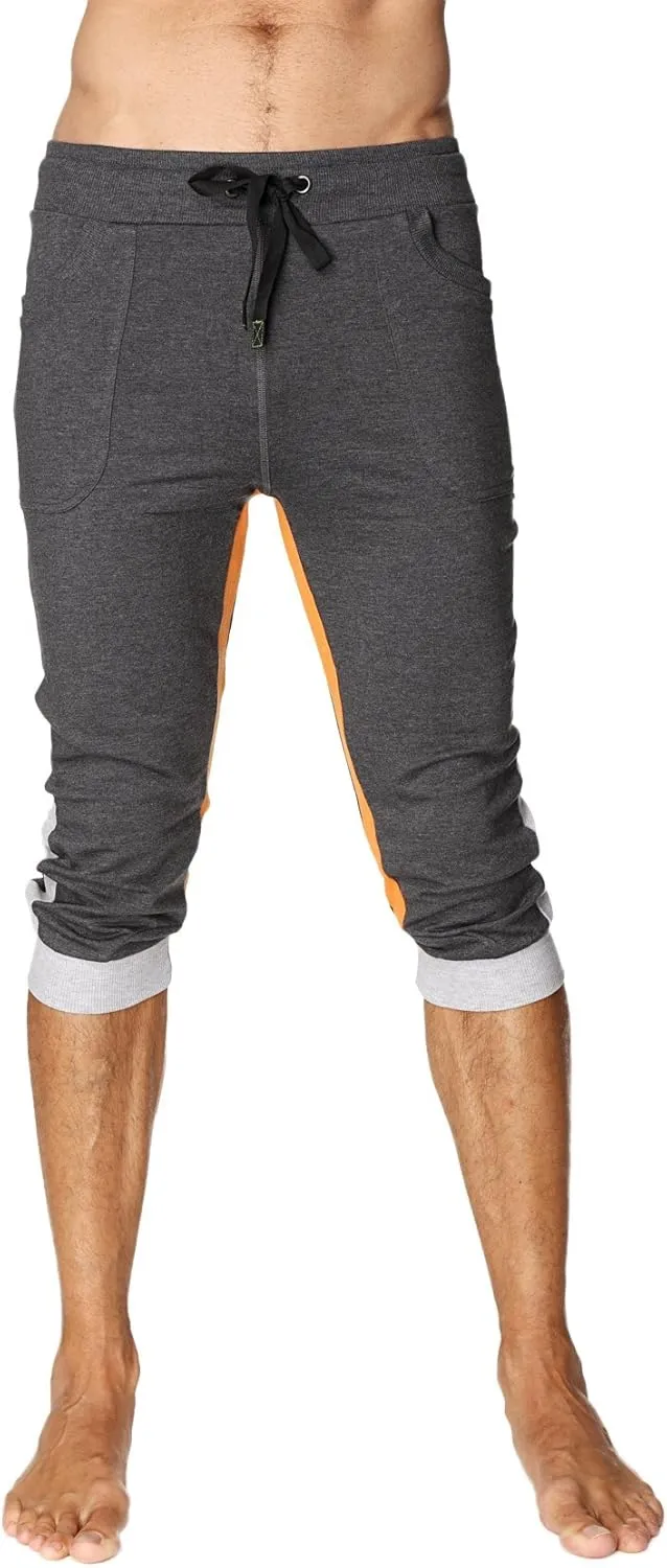 4-rth Men's Ultra-Flex Tri-Color Cuffed Yoga Pant Modal French Terry Made in America Caliifornia Stretch Fit European style