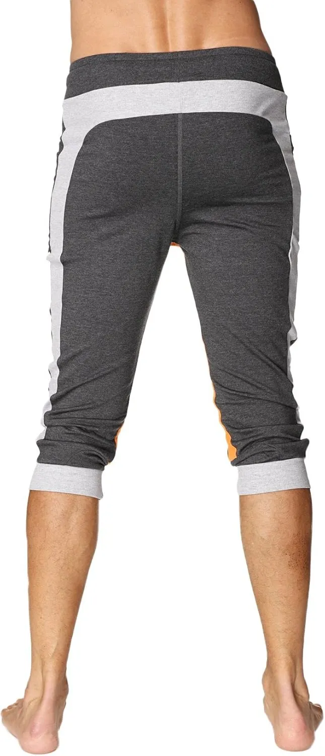 4-rth Men's Ultra-Flex Tri-Color Cuffed Yoga Pant Modal French Terry Made in America Caliifornia Stretch Fit European style