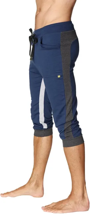 4-rth Men's Ultra-Flex Tri-Color Cuffed Yoga Pant Modal French Terry Made in America Caliifornia Stretch Fit European style