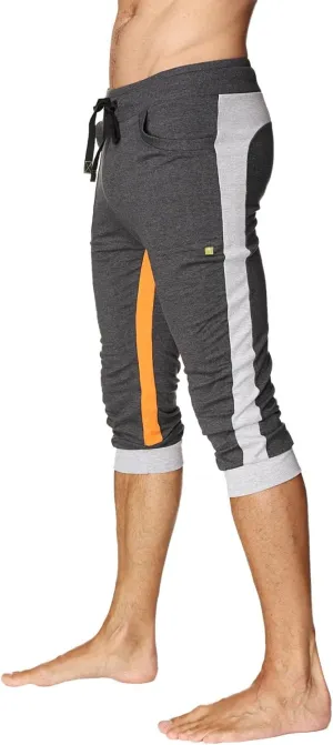4-rth Men's Ultra-Flex Tri-Color Cuffed Yoga Pant Modal French Terry Made in America Caliifornia Stretch Fit European style
