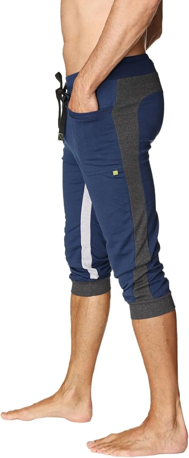 4-rth Men's Ultra-Flex Tri-Color Cuffed Yoga Pant Modal French Terry Made in America Caliifornia Stretch Fit European style
