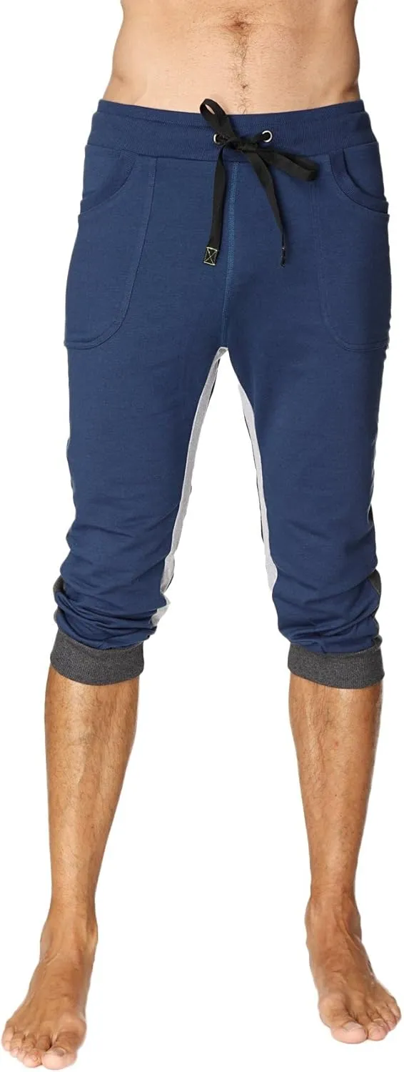4-rth Men's Ultra-Flex Tri-Color Cuffed Yoga Pant Modal French Terry Made in America Caliifornia Stretch Fit European style