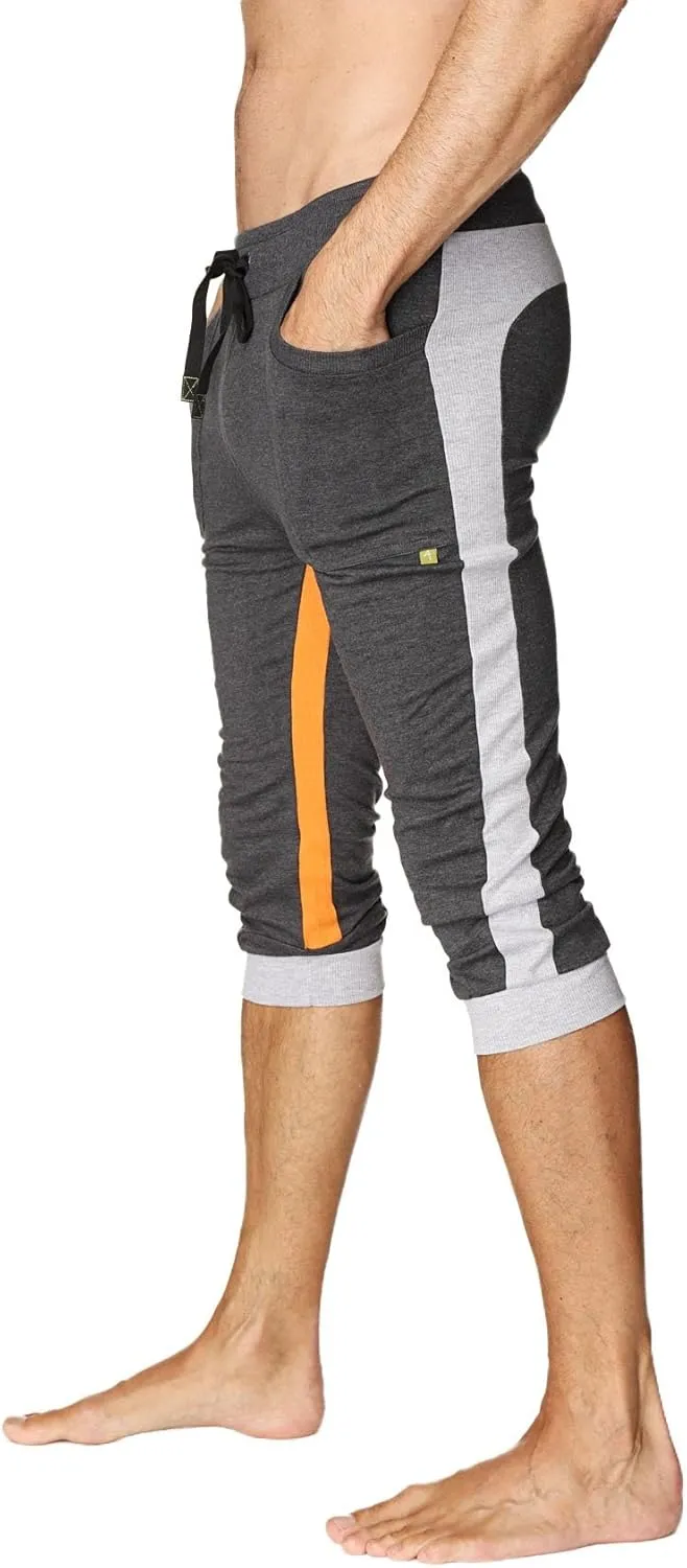 4-rth Men's Ultra-Flex Tri-Color Cuffed Yoga Pant Modal French Terry Made in America Caliifornia Stretch Fit European style