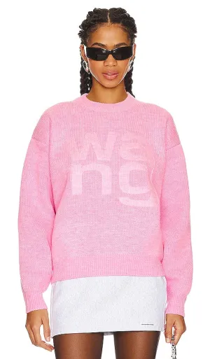 Alexander Wang Debossed Stacked Logo Unisex Pullover in Pink