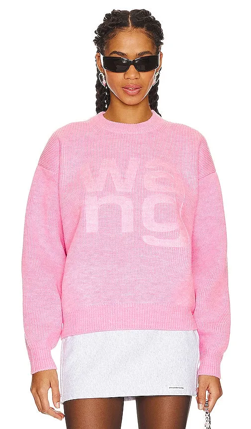 Alexander Wang Debossed Stacked Logo Unisex Pullover in Pink