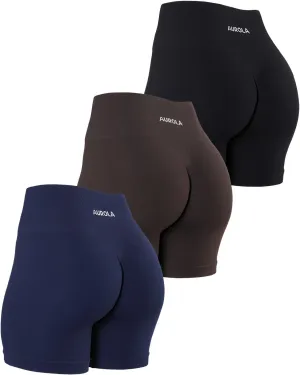 AUROLA Power Workout Shorts for Women Tummy Control Squat Proof Ribbed Thick Seamless Scrunch Active Short