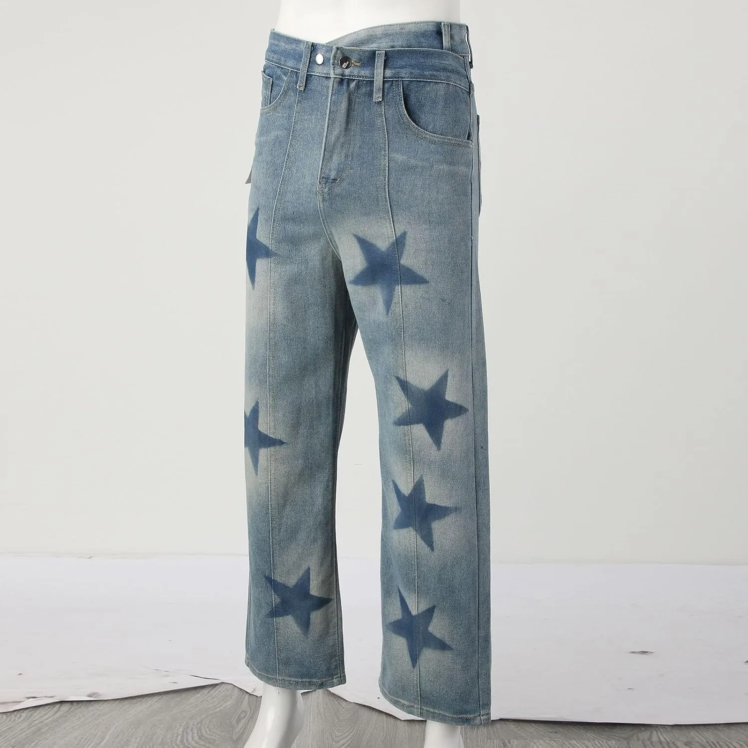 Baggy Cargo Jeans for Men Y2K Vintage Straight Wide Leg Aesthetic Clothes 90s Hip Hop Streetwear Trousers