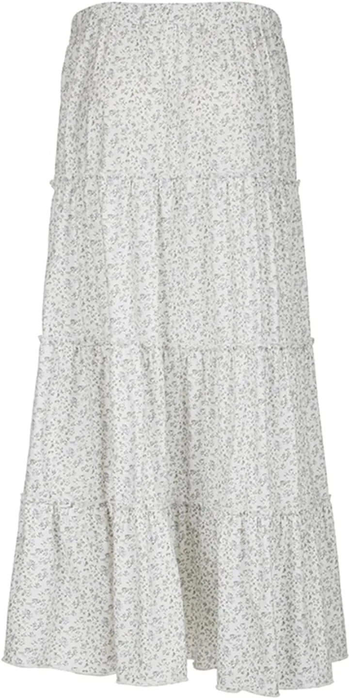 BHMAWSRT Womens Summer Long Skirts Y2K Fashion Elastic Waist Tiered A-Line Flowy Maxi skirt Long Beach Skirts