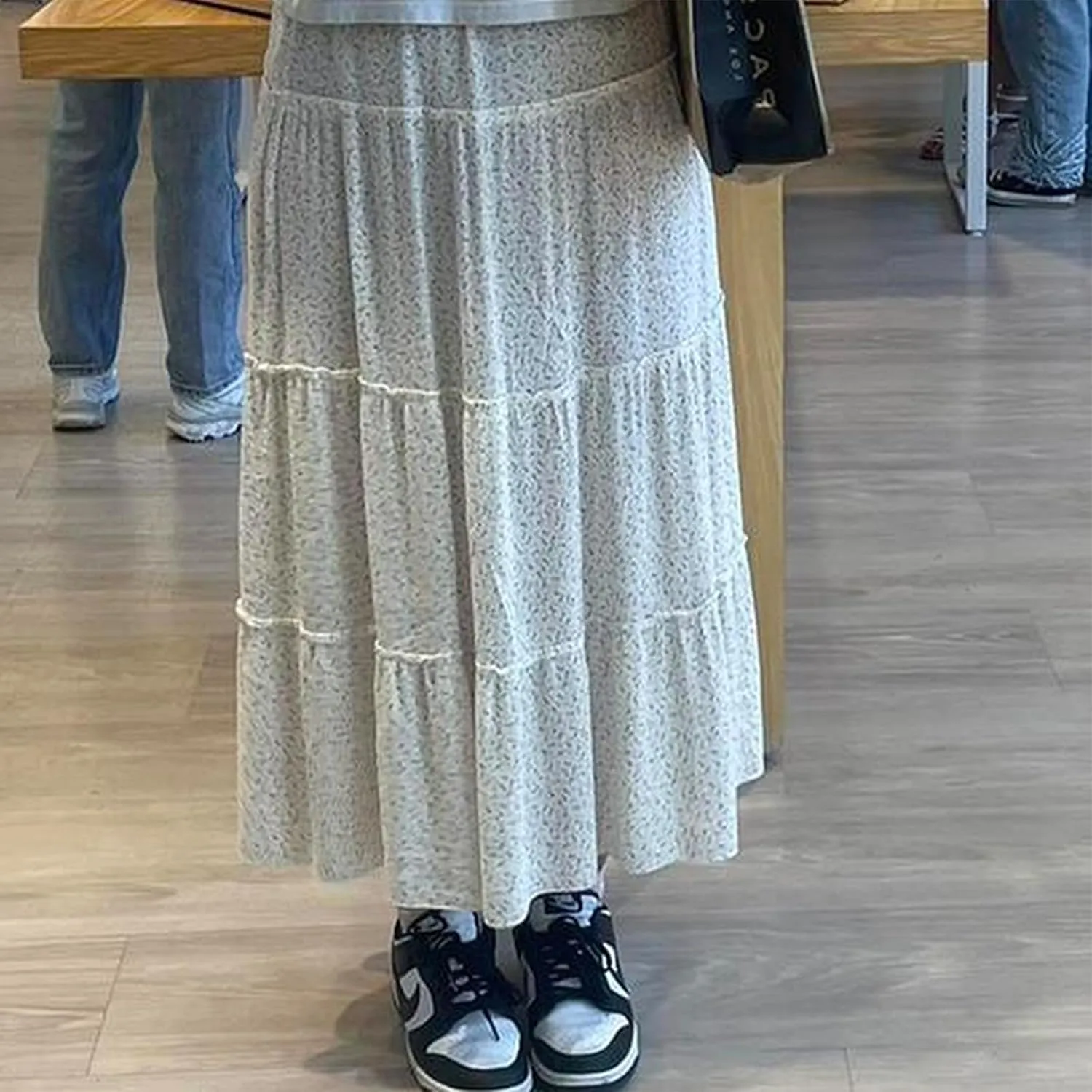 BHMAWSRT Womens Summer Long Skirts Y2K Fashion Elastic Waist Tiered A-Line Flowy Maxi skirt Long Beach Skirts
