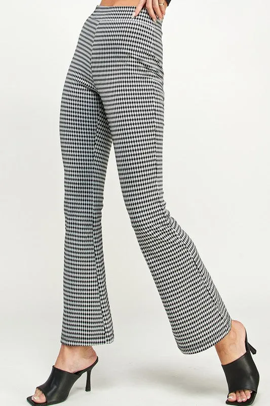 Black/white Yarn Dye Print High Waist Flare Pants