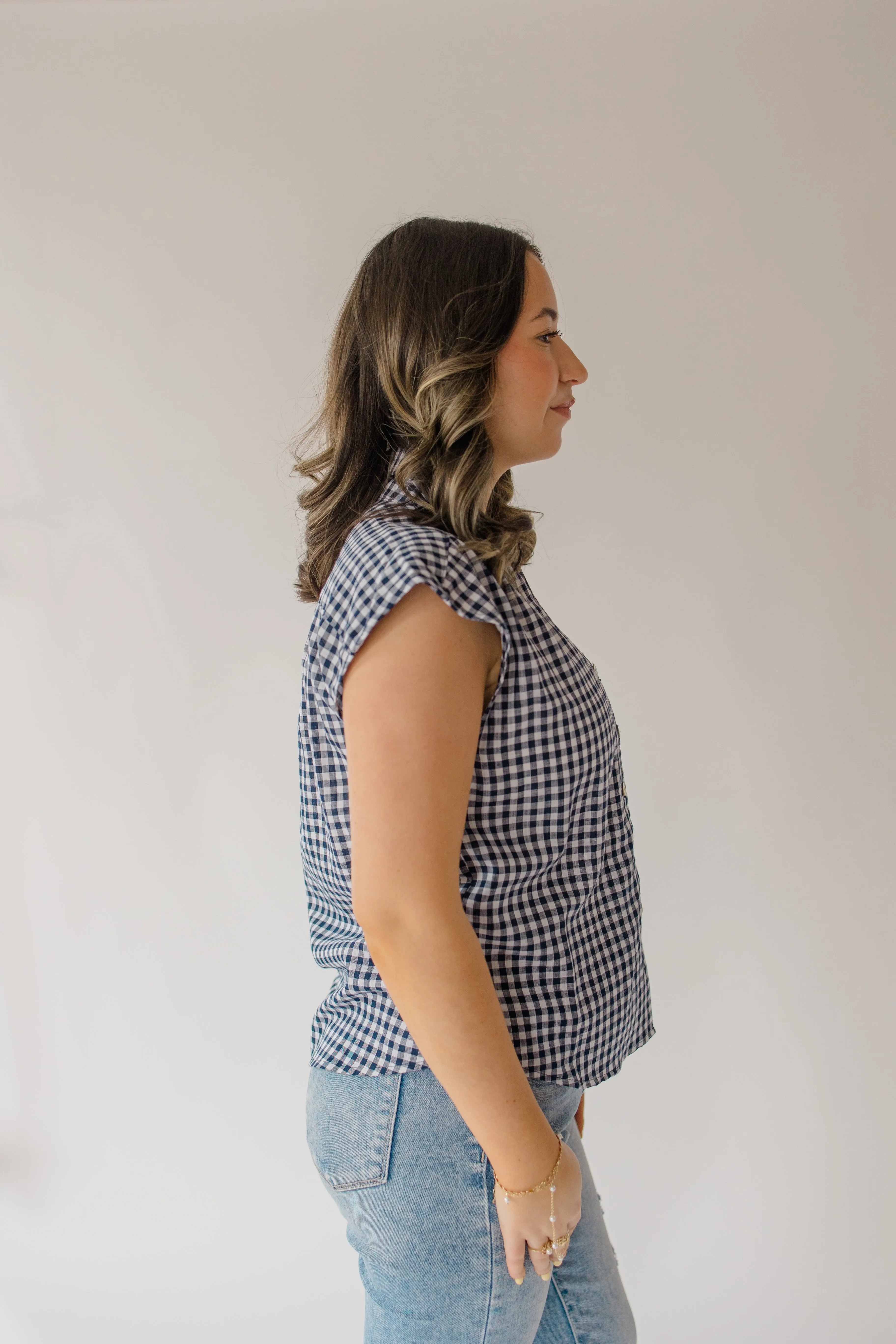 Boxy Gingham Button Up Top