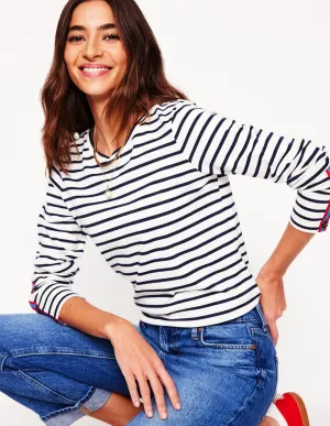 Button Cuff Mariner Breton-Ivory, French Navy Stripe