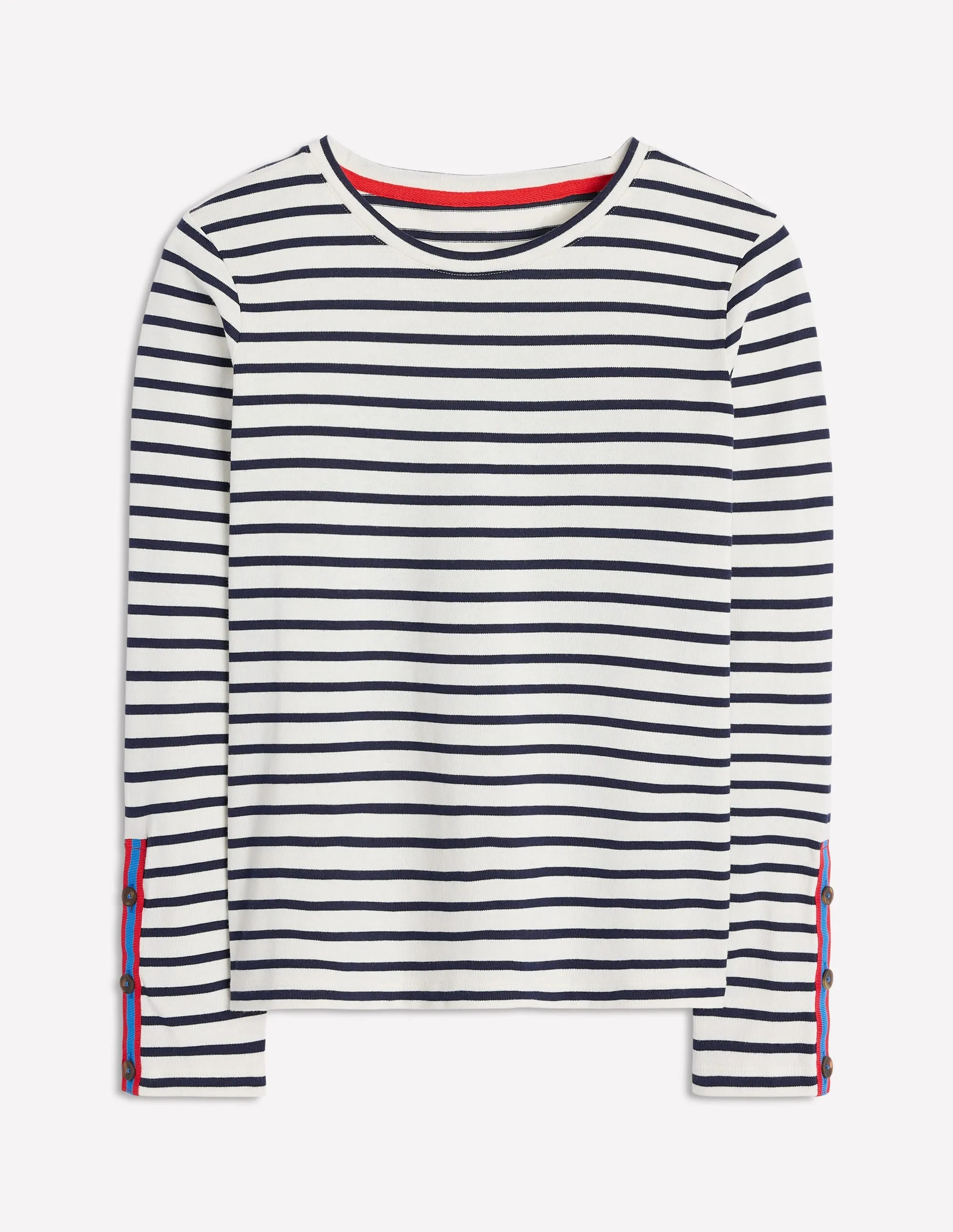 Button Cuff Mariner Breton-Ivory, French Navy Stripe