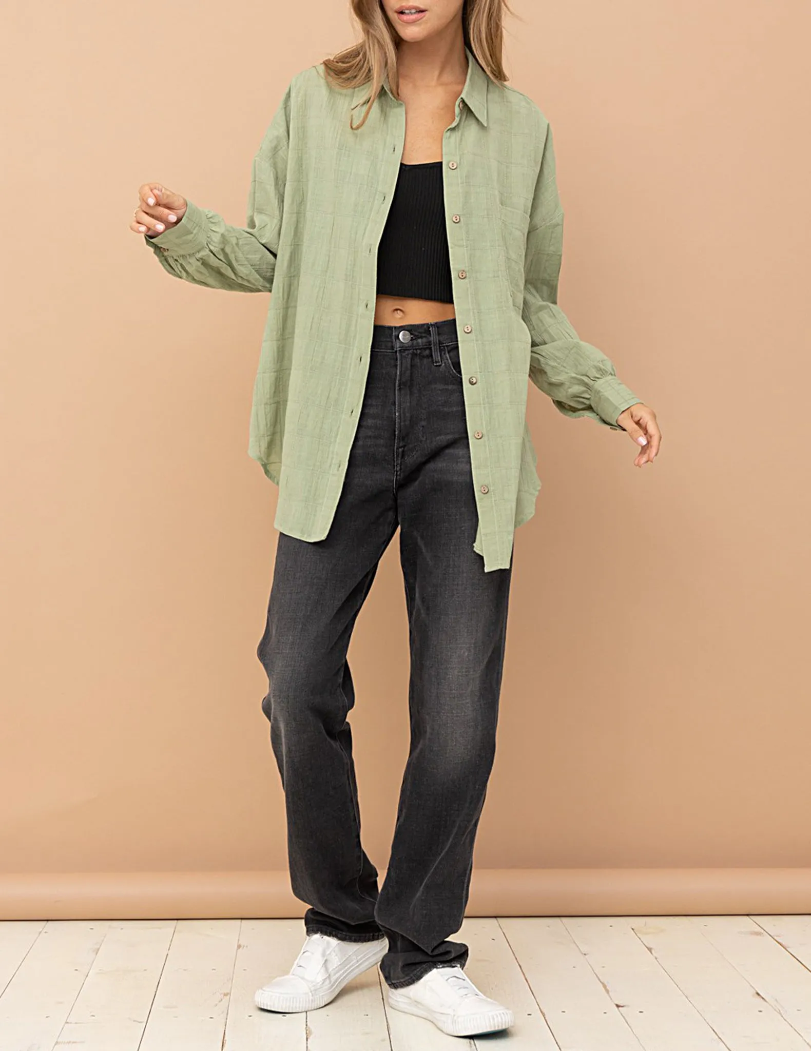 Cassie Checkered Cotton Button-Up Shirt