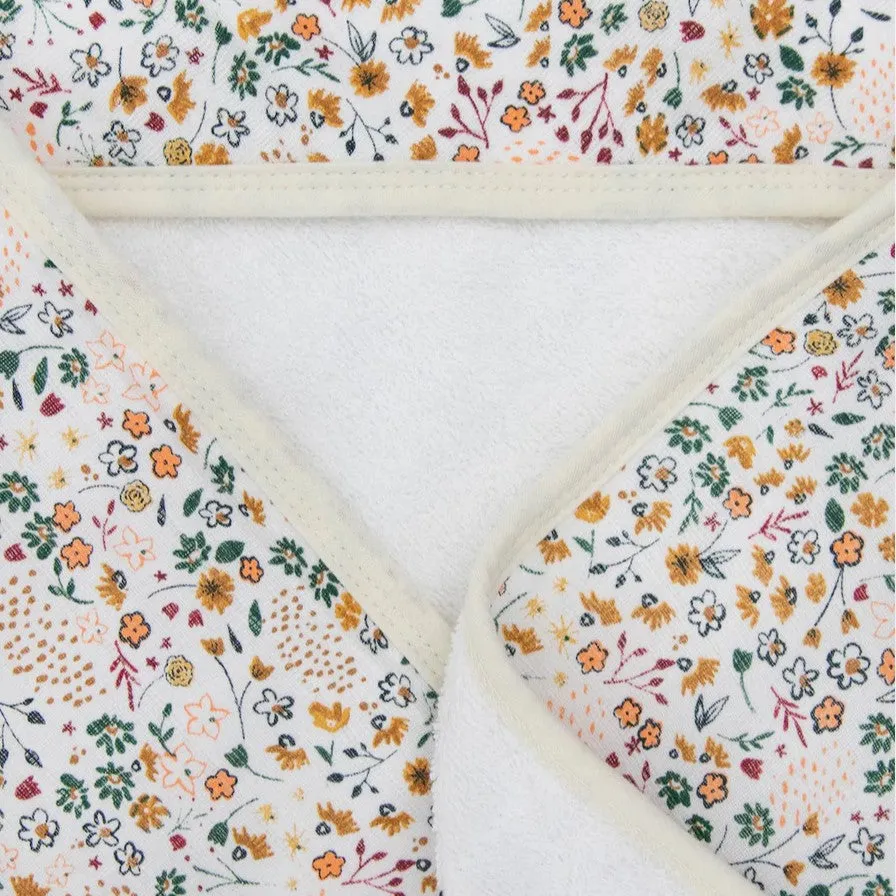 Cotton Hooded Towel & Wash Cloth (Pressed Petals)
