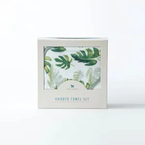 Cotton Hooded Towel & Wash Cloth (Tropical Leaf)