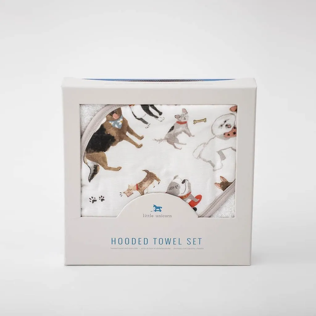 Cotton Hooded Towel & Wash Cloth (Woof)