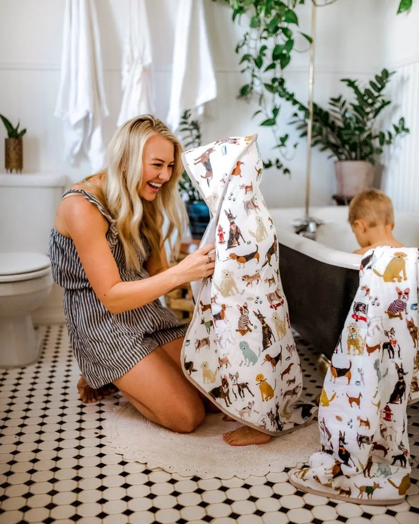 Cotton Hooded Towel & Wash Cloth (Woof)