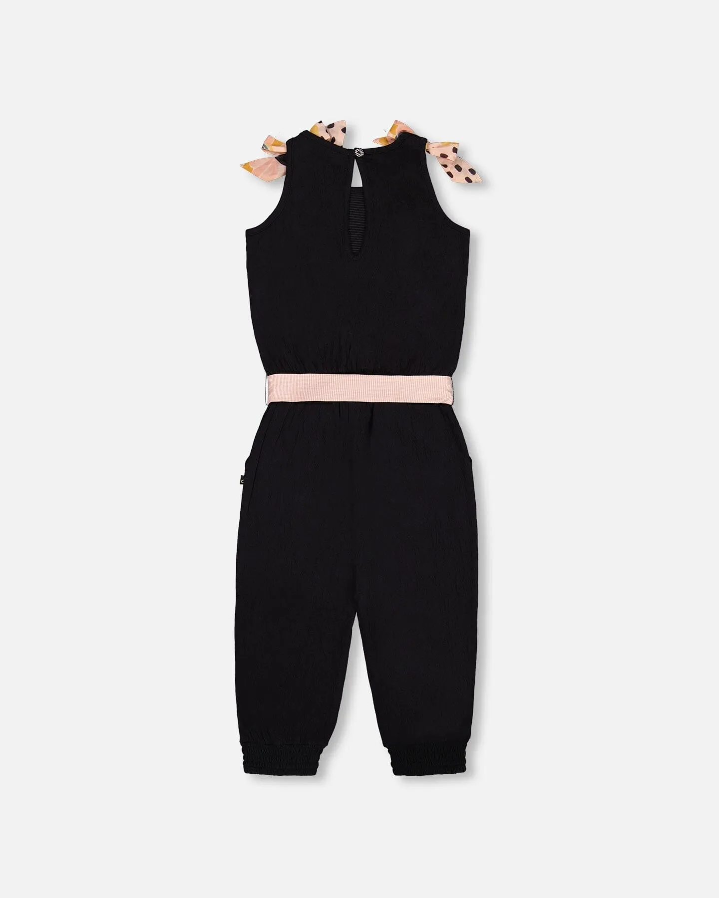 Crinkle Jumpsuit Black And Sparkling Pink