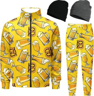 DOOPCCOR Men Track Suits Sets 80s outfit for men tracksuits sweatsuits 2 Piece sets Zip Casual Jogging 2 Knit Beanie