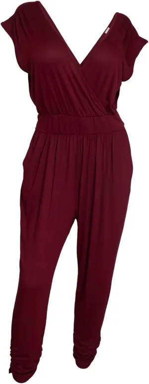 eVogues Plus Size Deep V-Neck Jumpsuit