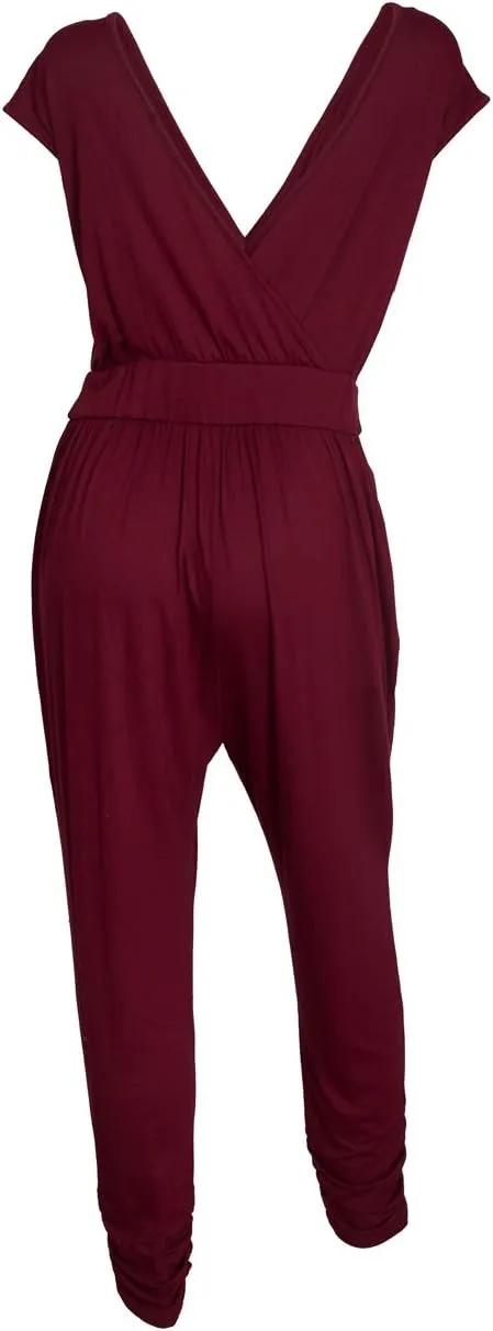 eVogues Plus Size Deep V-Neck Jumpsuit