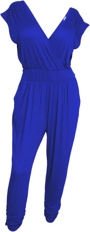 eVogues Plus Size Deep V-Neck Jumpsuit