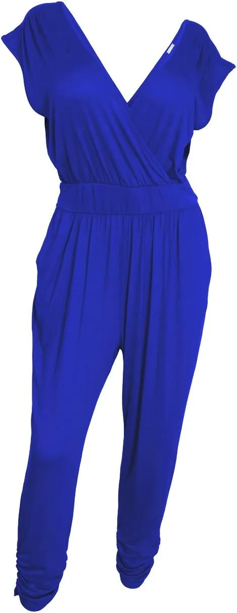 eVogues Plus Size Deep V-Neck Jumpsuit