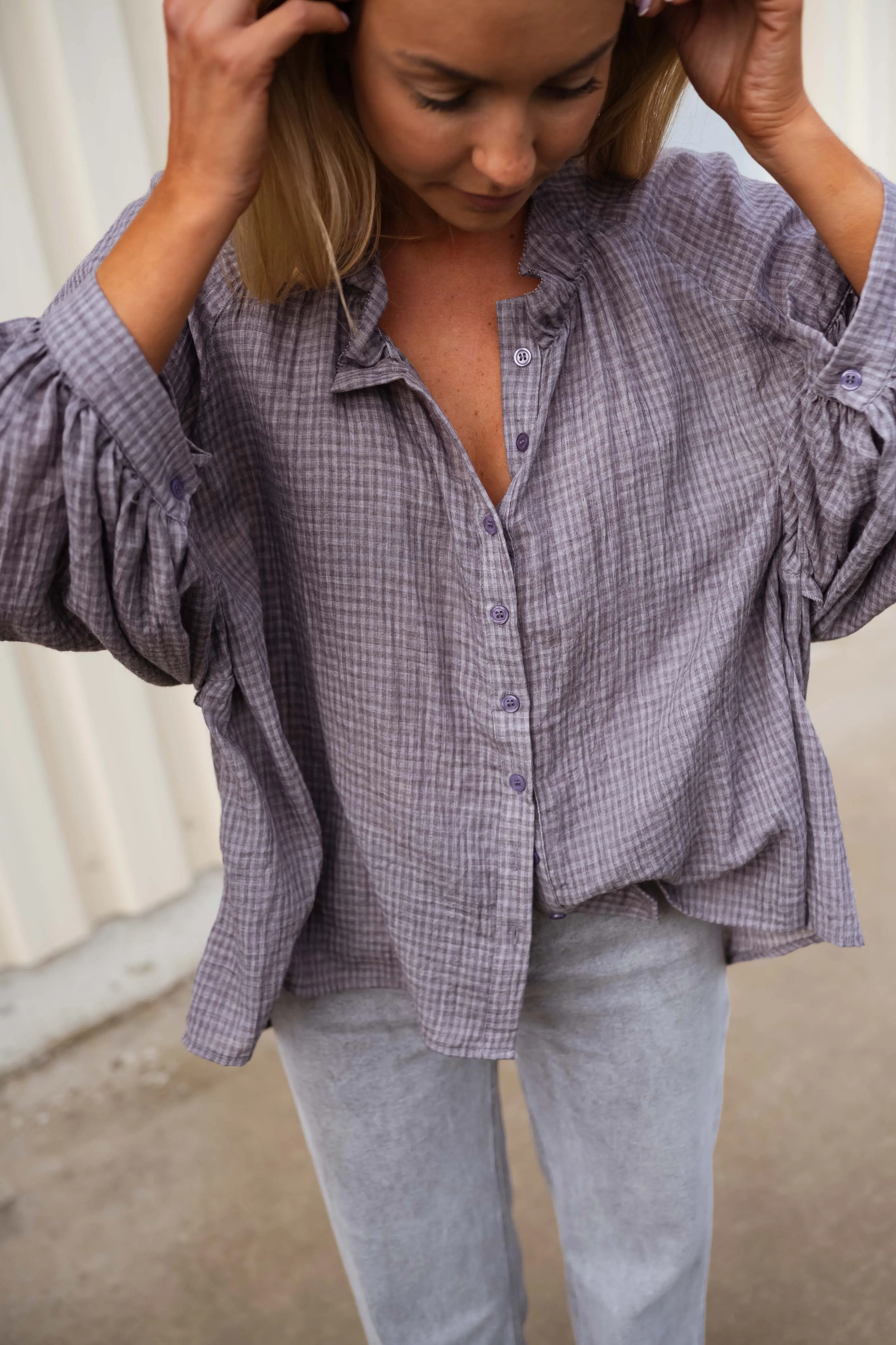 Grey Checkered Sofia Shirt