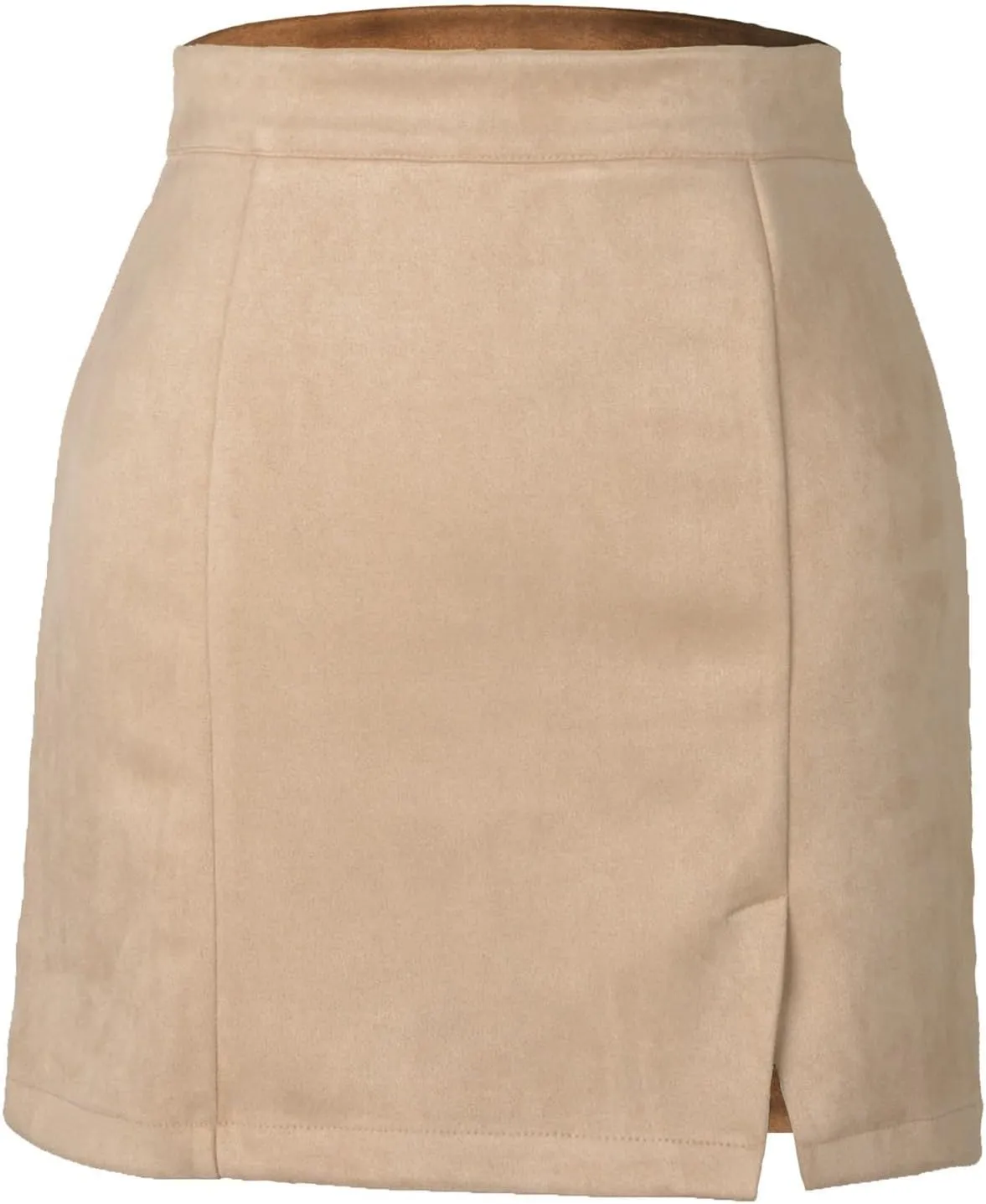 JOAU Womens Faux Suede Mini Skirt Side Slit High Waisted Zipper Back Stretch Short Skirts Summer Going Out Y2K Streetwear