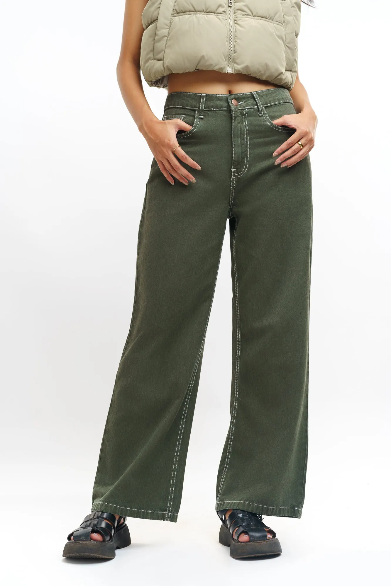Juniper Contrast Wide Jeans