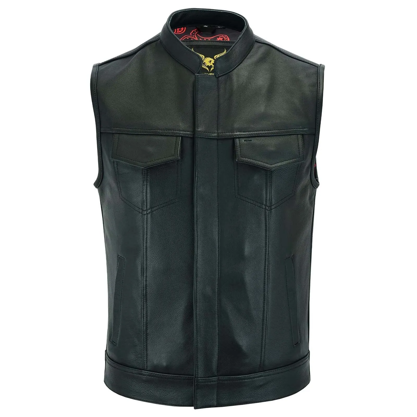 Leatherick SOA Vest with Red Satin Liner
