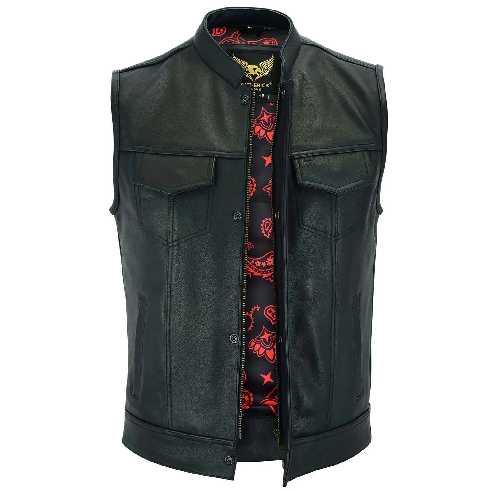 Leatherick SOA Vest with Red Satin Liner